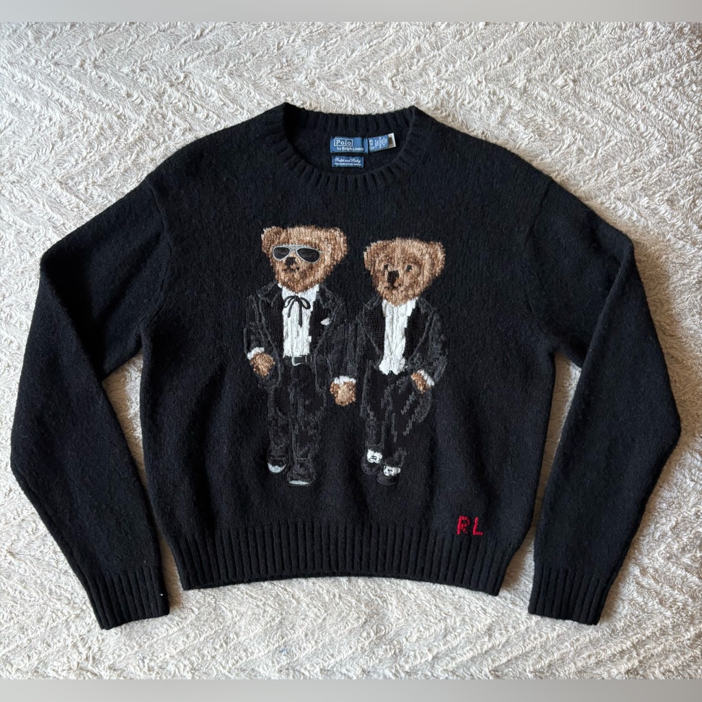 Polo Ralph Lauren Black Ralph & Ricky Special Edition Bear Sweater Jumper Xs